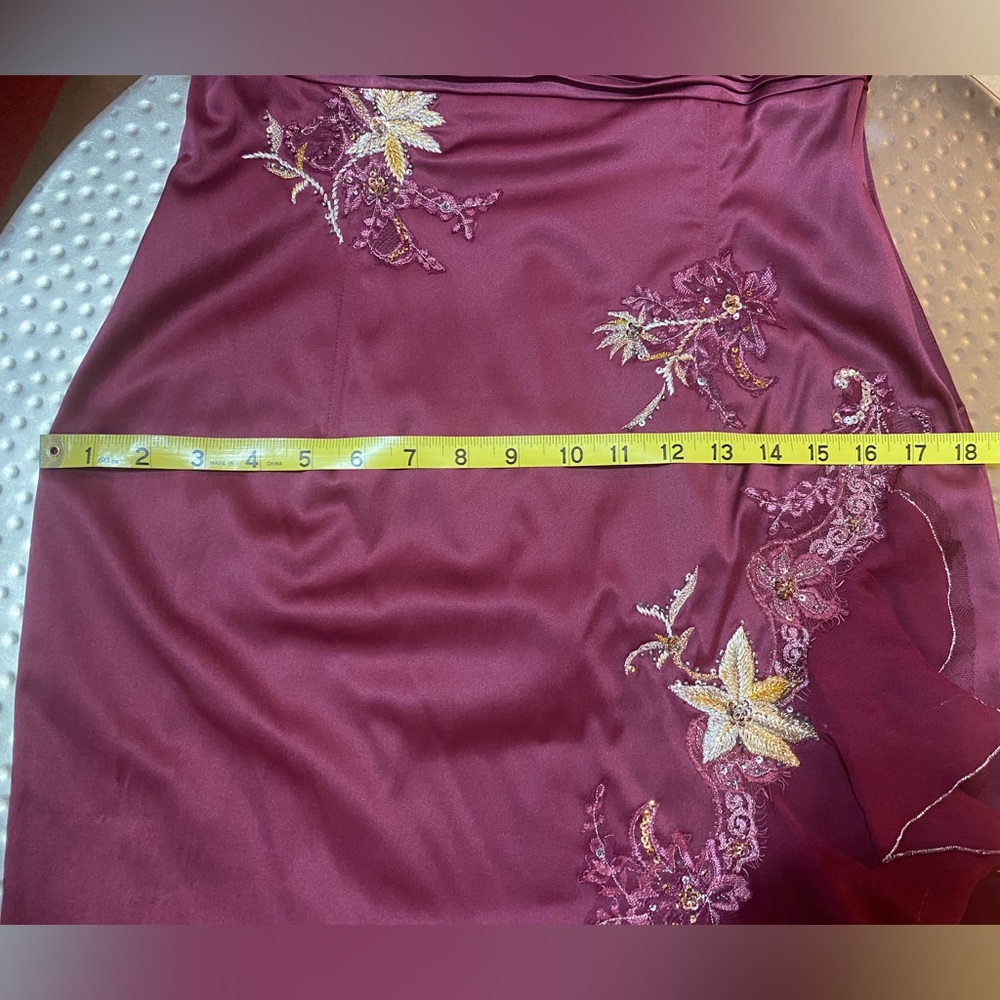 Mandalay/Julian Joyce Vintage Burgundy Wine Satin Cocktail Dress Sz 10 NEW RARE - Picture 13 of 16